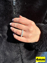 HarlemBling Real Princess Cut Moissanite Eternity Band Wedding Ring 925 Silver 2-5mm Square 