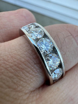 HarlemBling Real Moissanite Half Eternity Band Channel Set Wedding Ring 925 Silver 1.5mm-5mm 