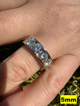HarlemBling Real Moissanite Half Eternity Band Channel Set Wedding Ring 925 Silver 1.5mm-5mm 