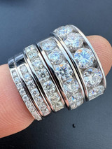 HarlemBling Real Moissanite Half Eternity Band Channel Set Wedding Ring 925 Silver 1.5mm-5mm 