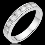 HarlemBling MOISSANITE Half Eternity Channel Set Wedding Band Ring - 925 Silver - 1.5mm-5mm 