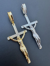 Hip Hop Moissanite Real Iced Jesus On Cross Pendant - Real 925 Silver 2" Mens Necklace 