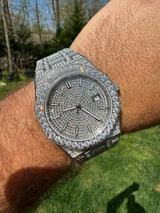 Hip Hop Real MOISSANITE Mens Watch Iced Large Stones No ID Hip Hop Passes Diamond Tester 