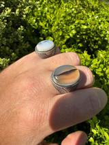 HarlemBling Mens Real Solid 925 Sterling Silver Natural Agate Gemstone Handmade Ring Sz 6-13 