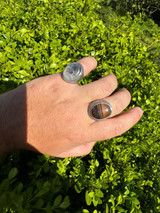 HarlemBling Mens Real Solid 925 Sterling Silver Natural Agate Gemstone Handmade Ring Sz 6-13 