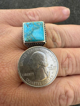 HarlemBling Natural Blue Turquoise Gemstone Mens Real Solid 925 Silver Handmade Vintage Ring 