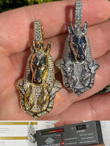 HarlemBling MOISSANITE Anubis Pendant Real 925 Silver / Gold Iced Hip Hop Egyptian Necklace