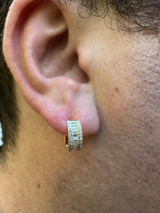 HarlemBling Baguette Moissanite 14k Gold Over Real 925 Silver Hoops Small Huggie Earrings 