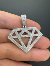 Hip Hop Diamond Shape MOISSANITE Pendant Real Iced Hip Hop Necklace 925 Silver / Gold 