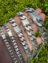 HarlemBling Handmade Mexican Cuban Link Chain Necklace / Bracelet Real 925 Silver 6-20mm Black Rhodium