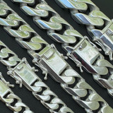 HarlemBling Modern Miami Cuban Link Chain Necklace Or Bracelet - High Polished 925 Sterling Silver - 7"-28" - 6mm-20mm