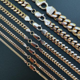  Miami Cuban Link Chain Necklace Lobster Clasp - 14k Rose Gold Vermeil 925 Sterling Silver - 16"-30" - 2mm-12mm 