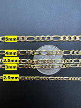 HarlemBling Figaro Link Bracelet - 14k Gold Vermeil 925 Sterling Silver - 6"-9" - 2.5mm-16mm 