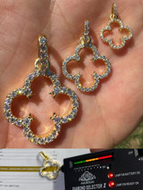 HarlemBling Open Clover Flower Pendant MOISSANITE 14k Gold Over 925 Silver Necklace - 3 Size 