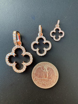 HarlemBling Open Clover Flower Pendant MOISSANITE 14k Rose Gold 925 Silver Necklace - 3 Size 