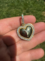 HarlemBling 3D Heart Shaped Pendant Iced MOISSANITE 14k Gold Over 925 Silver Necklace 3 Sizes 