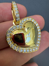 HarlemBling 3D Heart Shaped Pendant Iced MOISSANITE 14k Gold Over 925 Silver Necklace 3 Sizes 