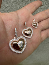 HarlemBling 3D Heart Shaped Pendant MOISSANITE 14k Rose Gold Over 925 Silver Necklace 3 Sizes 