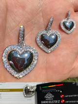 HarlemBling 3D Heart Shaped Pendant Iced MOISSANITE Real 925 Silver Necklace - 3 Sizes 