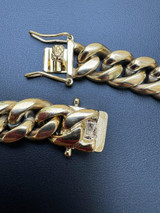 HarlemBling Miami Cuban Link Bracelet - 14k Yellow Gold Plated Stainless Steel - 6"-10" - 4mm-18mm 