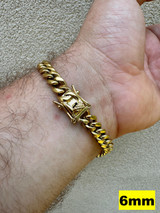 HarlemBling Miami Cuban Link Bracelet - 14k Yellow Gold Plated Stainless Steel - 6"-10" - 4mm-18mm 