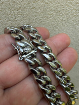 HarlemBling Miami Cuban Link Bracelet - 14k White Gold Plated Stainless Steel - 6"-10" - 4mm-18mm 