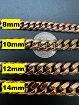 HarlemBling Miami Cuban Link Chain Necklace W. CZ Clasp - Rose Gold Plated Stainless Steel - 16"-30" - 8mm-14mm 