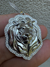 HarlemBling Real 925 Sterling Silver Iced MOISSANITE Custom Lion Pendant Necklace - 3 Sizes 