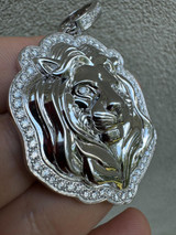 HarlemBling Real 925 Sterling Silver Iced MOISSANITE Custom Lion Pendant Necklace - 3 Sizes 