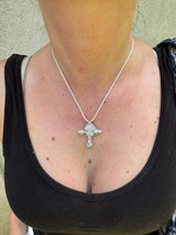 Hip Hop MOISSANITE Cross W. Rose Thorns Pendant Iced Necklace Real 925 Silver - 3 Sizes 