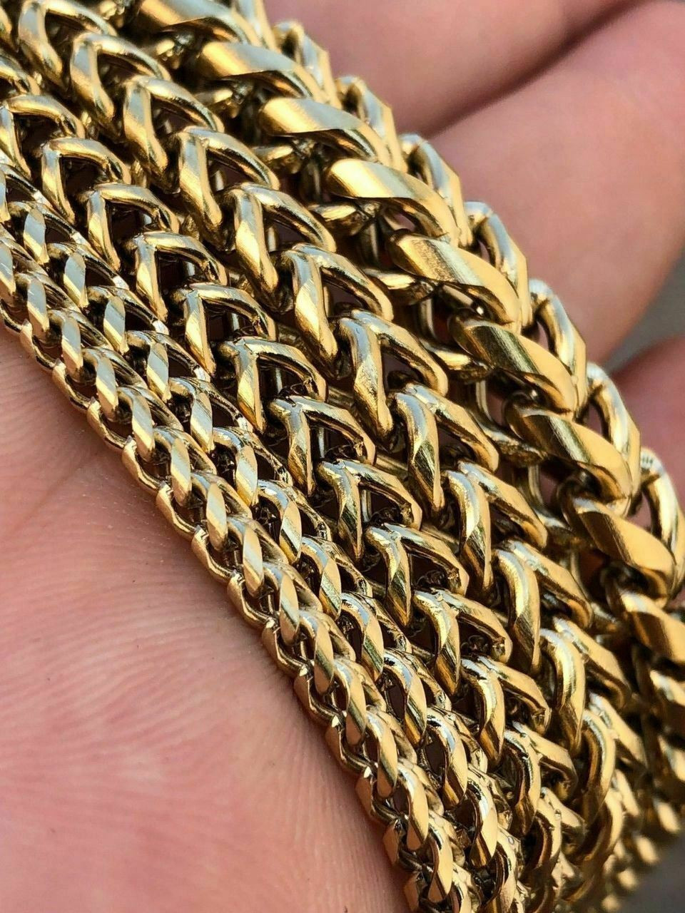 Men's Franco Chain 14k Gold Plated Stainless Steel BEST QUALITY! 3-8mm ...