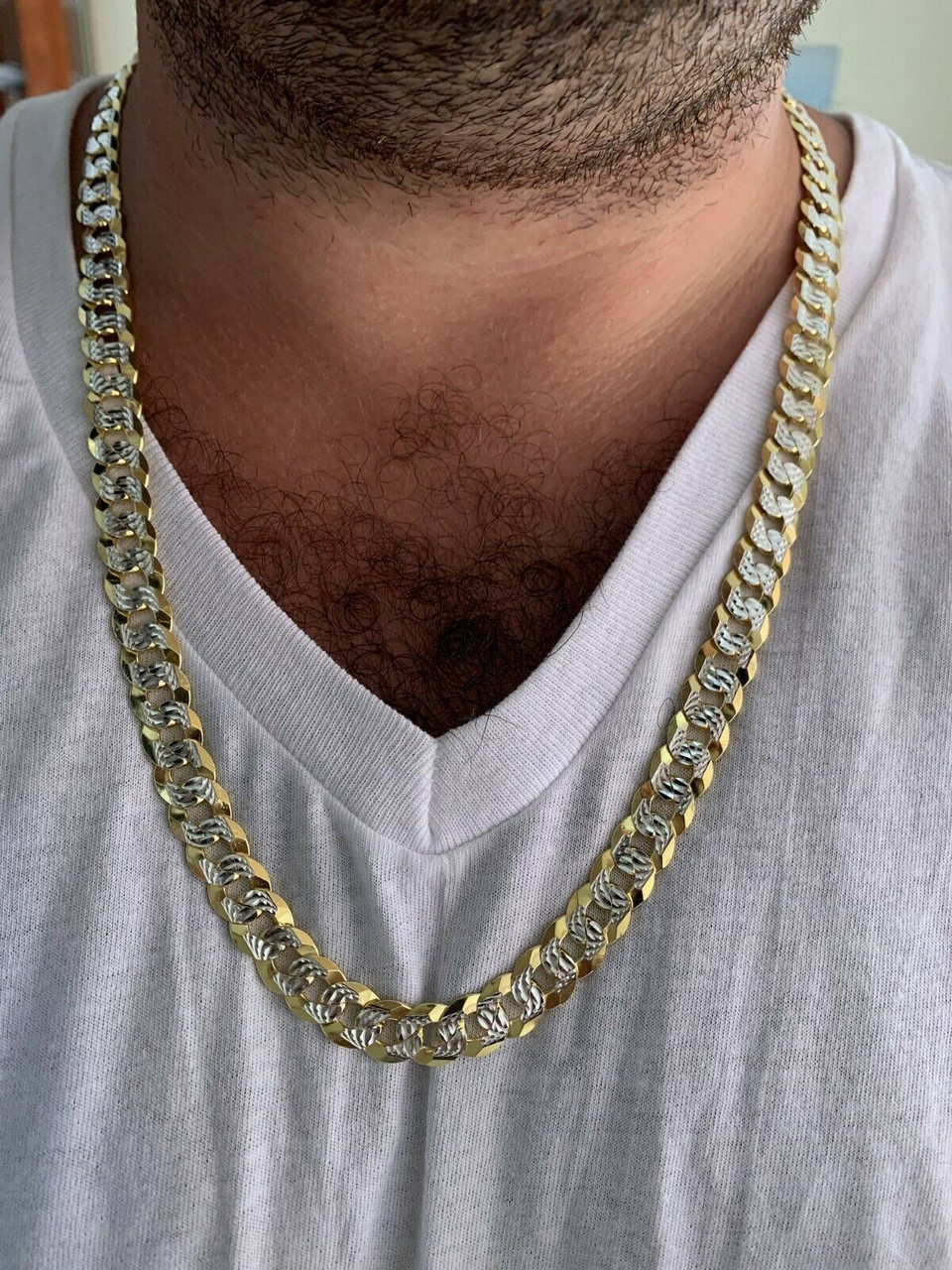 Two Tone Cuban Link Chain 14k Gold Harlem Bling