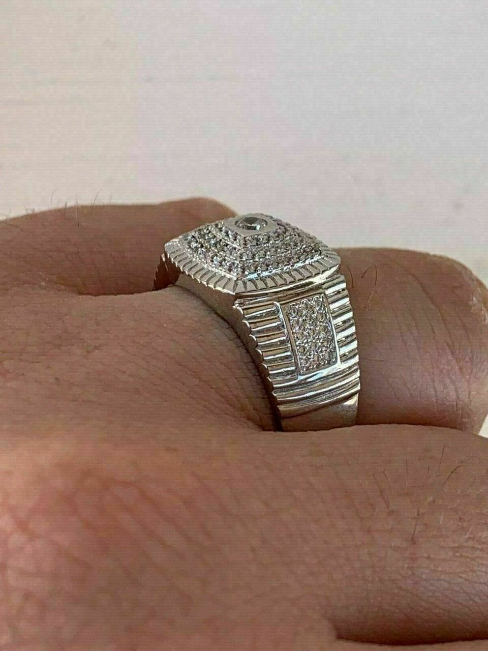 Men's Solid 925 Sterling Silver 2ct Lab Diamond Pinky RING ICY Bust