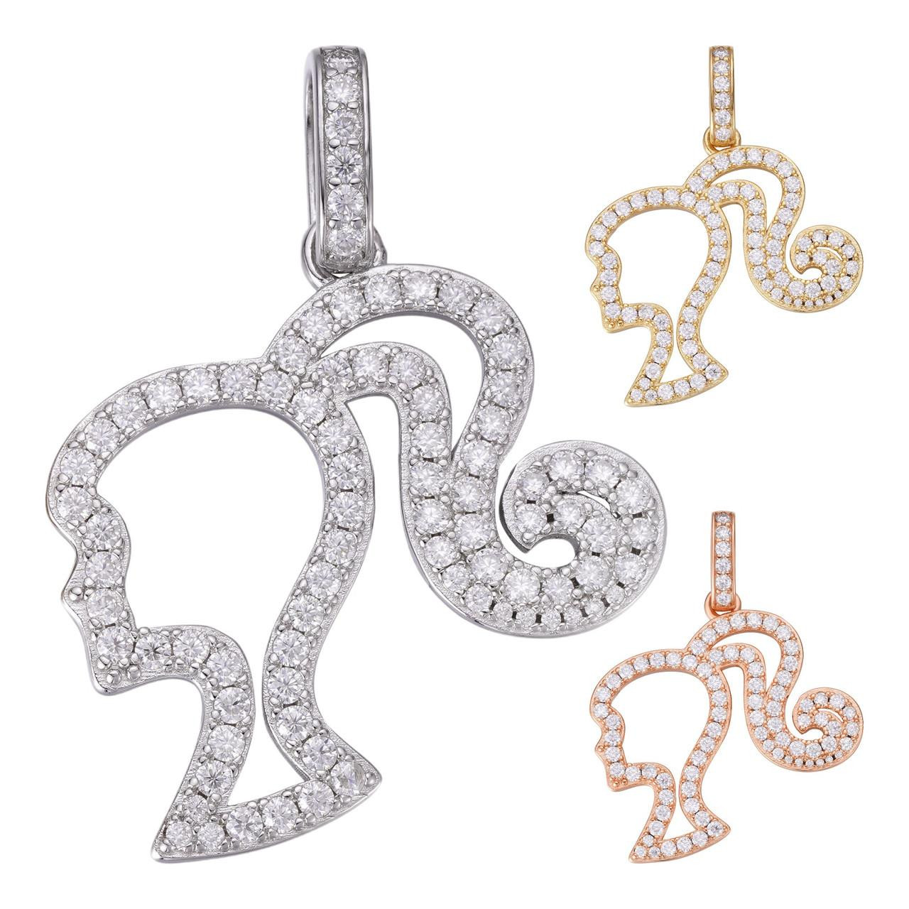 Iced Out Moissanit Kreuz Anhänger: 925 Sterling Silber, 14K Rose Gold Over - Österreich