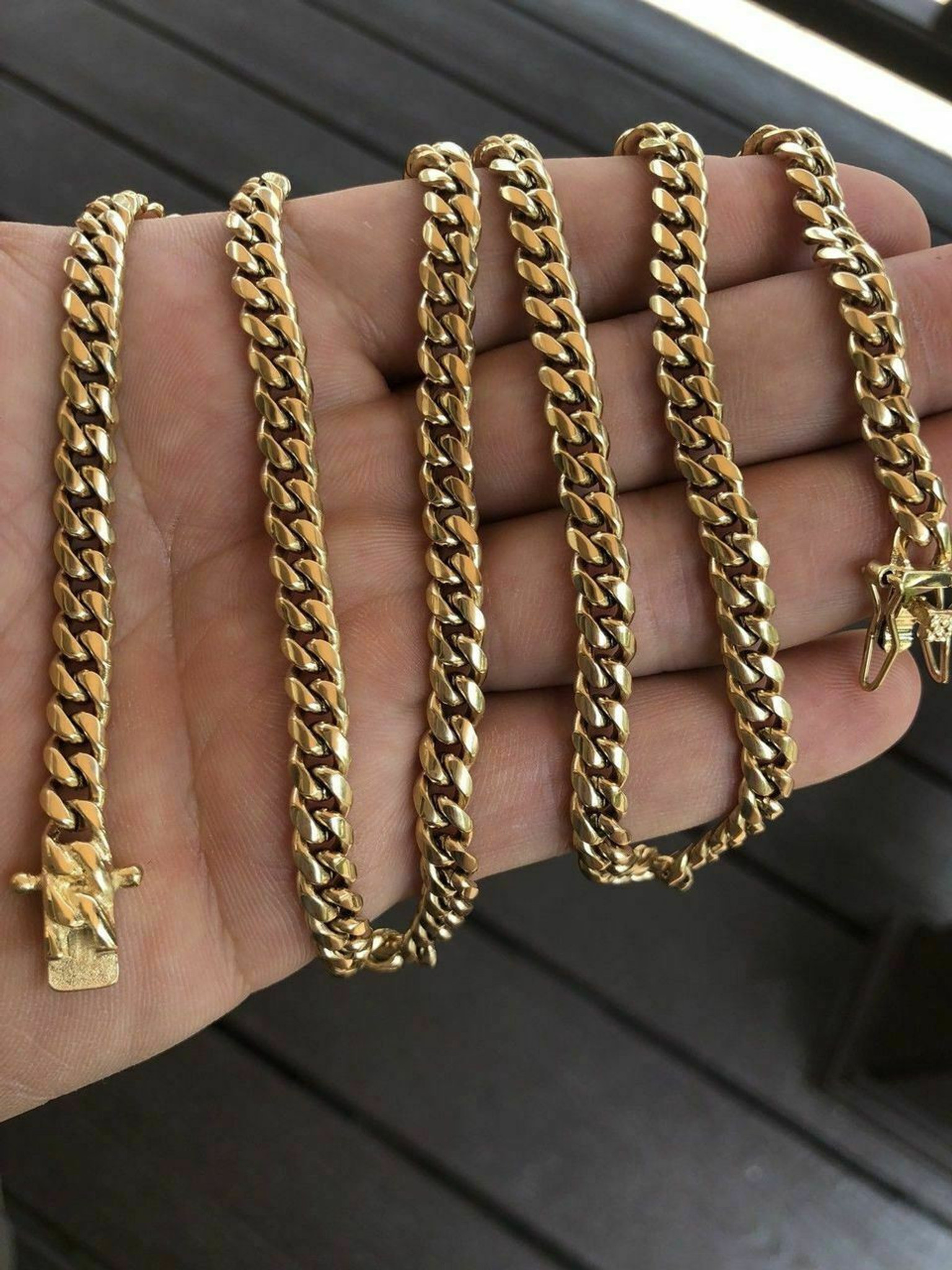 non tarnish cuban link chain 14k