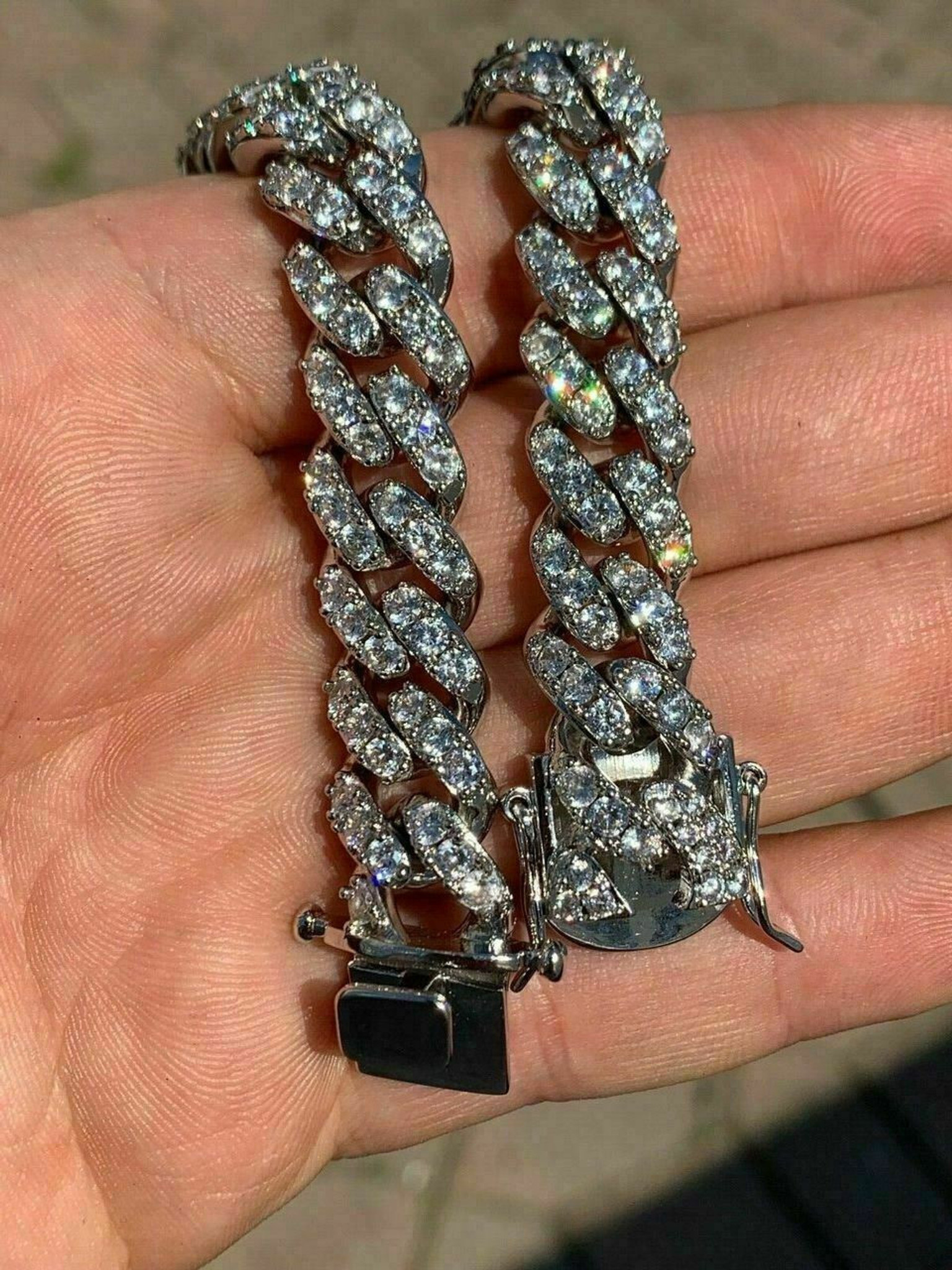 Men's Real Solid 925 Sterling Silver Miami Cuban Link Bracelet Heavy 8 x  12 mm