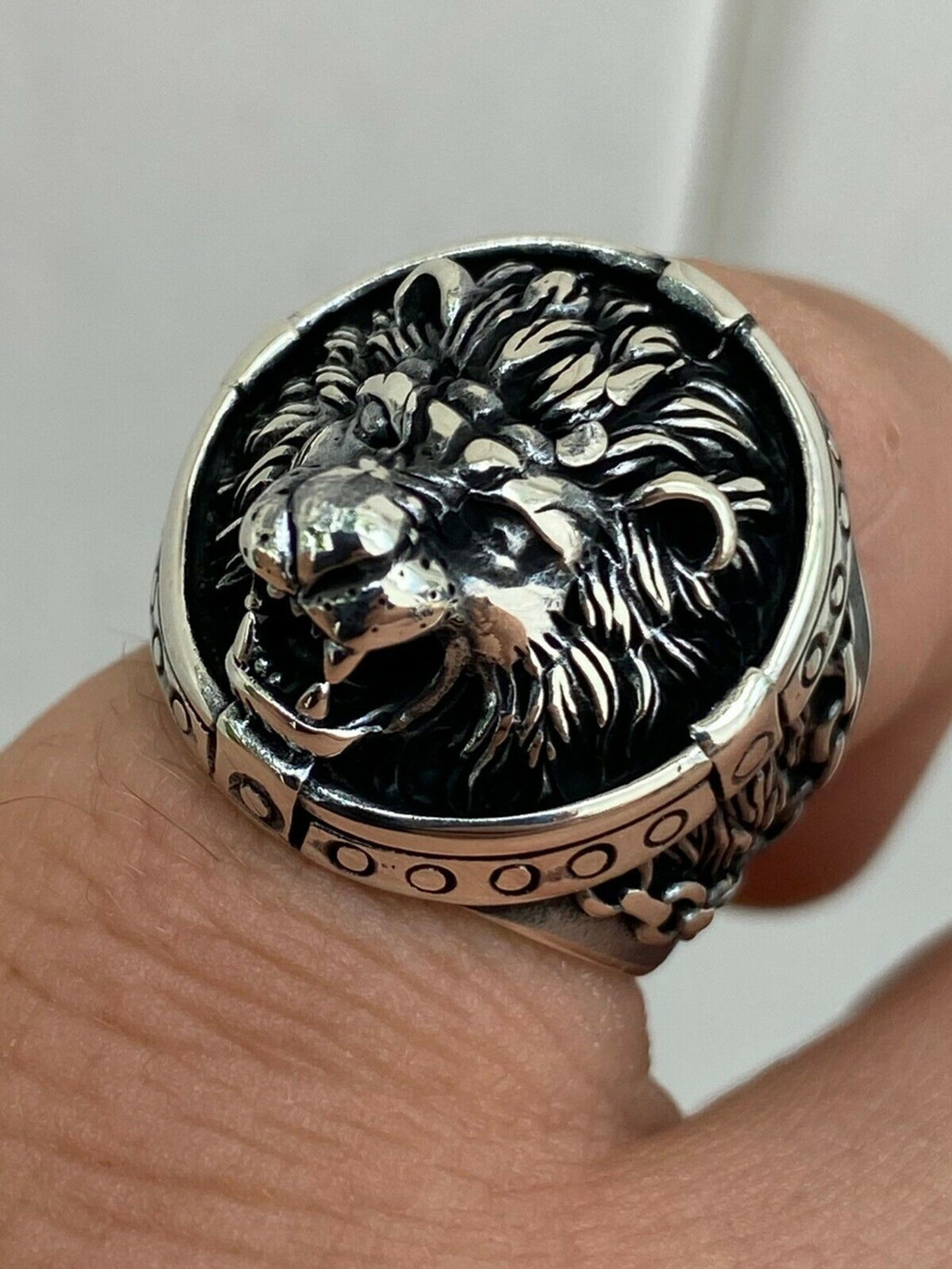 Silver Ring Lion face pure silver Ring