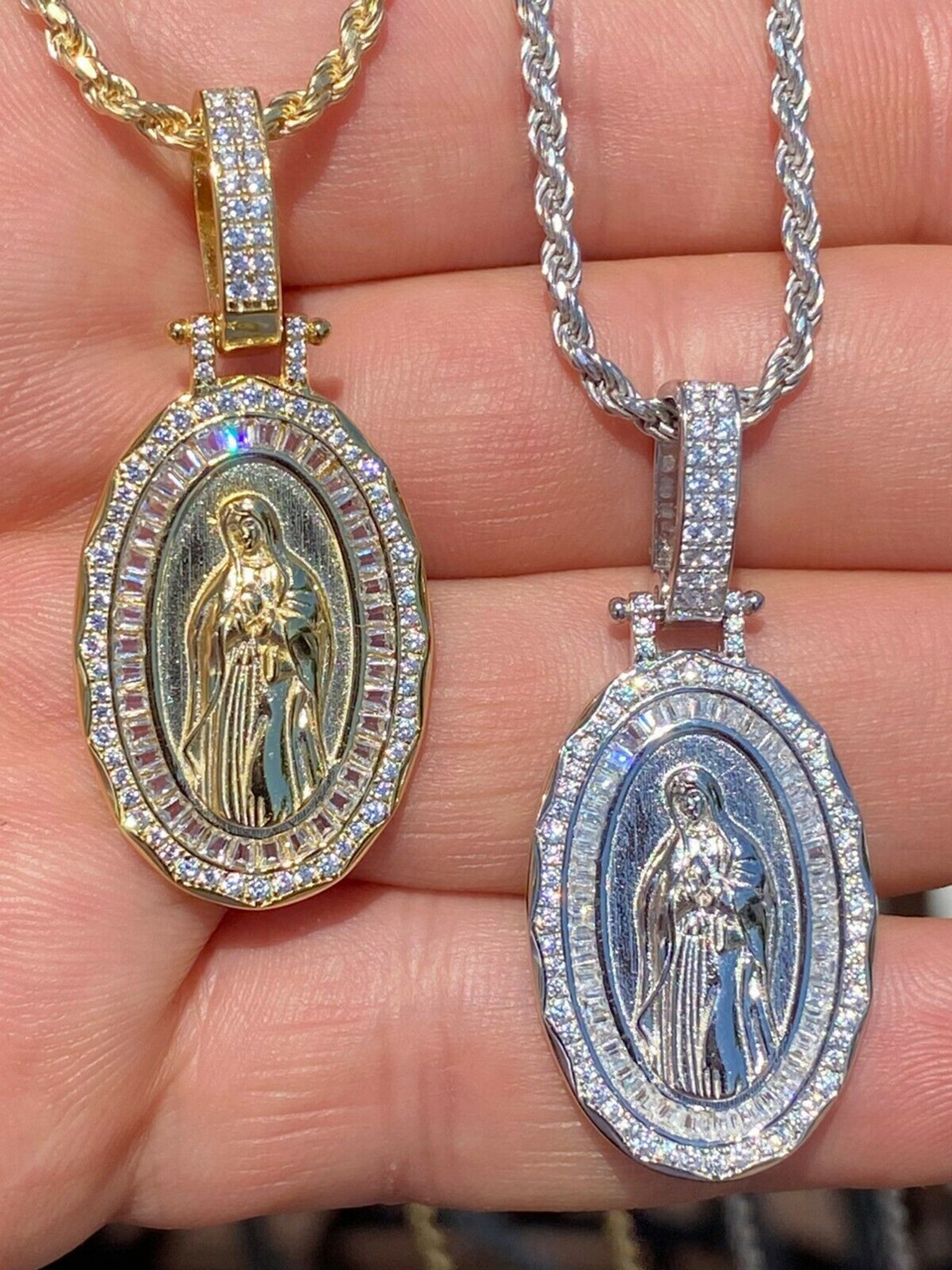 Virgin mary discount pendant silver