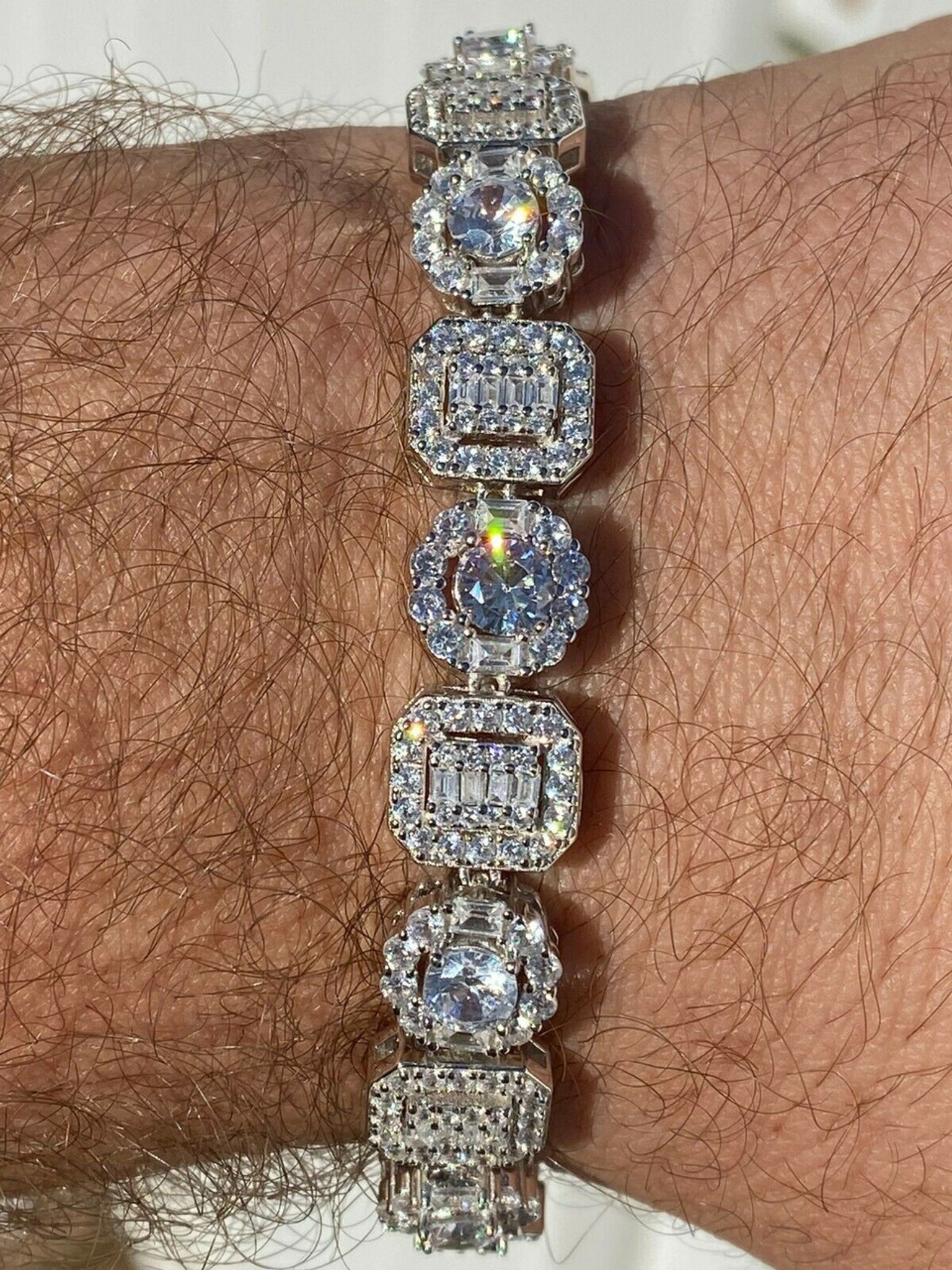 Diamond Cuban Straight Edge Baguette Bracelet (18 mm) | The Gold Gods