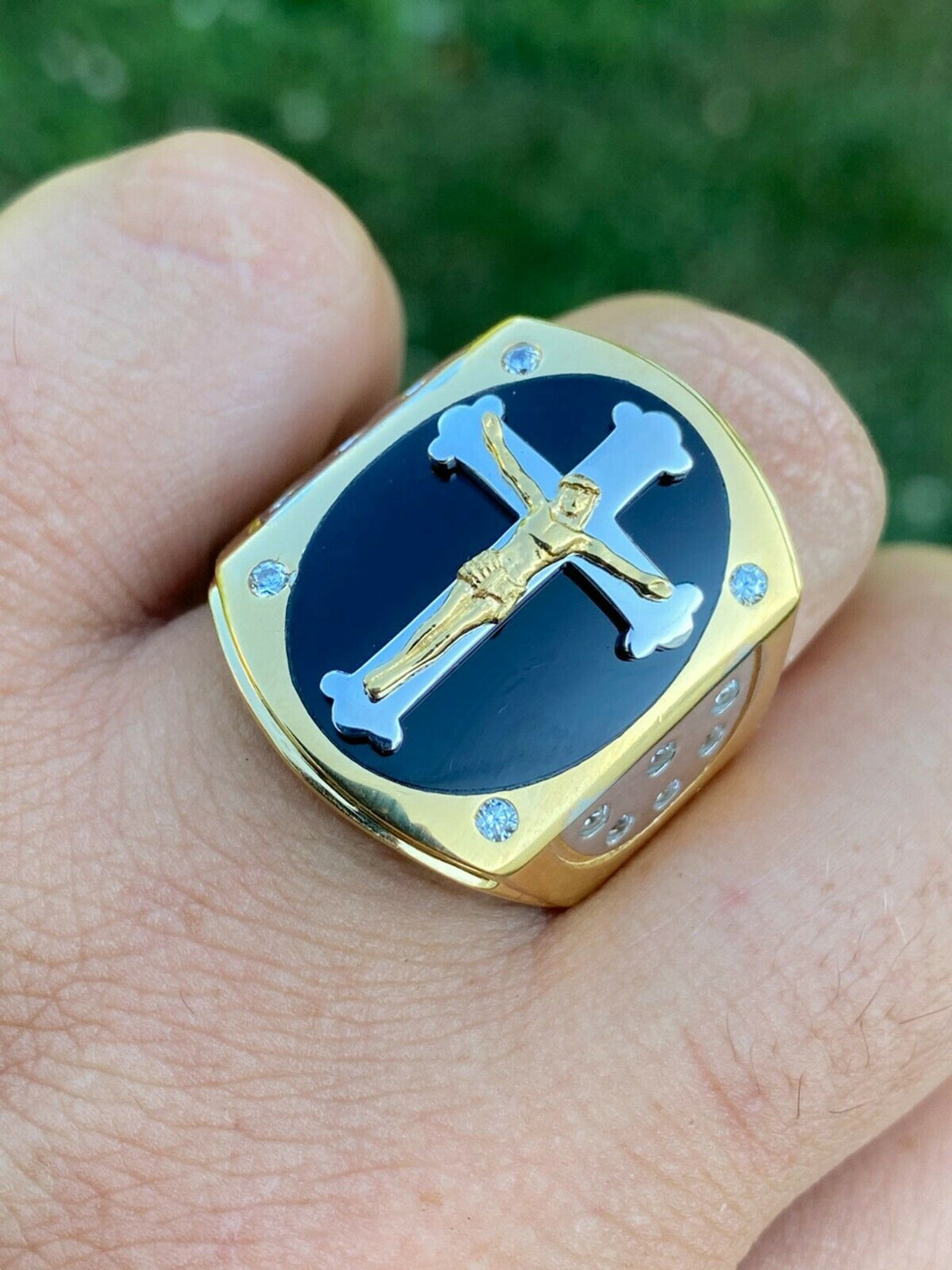 Solid 14K Yellow White or Rose Gold Crucifix Ring, INRI Jesus Cross Ring,  Sizes 3 - 12 - Jahda Jewelry Company Custom Gold Rings, Necklaces,  Bracelets & Earrings - Sacramento, California