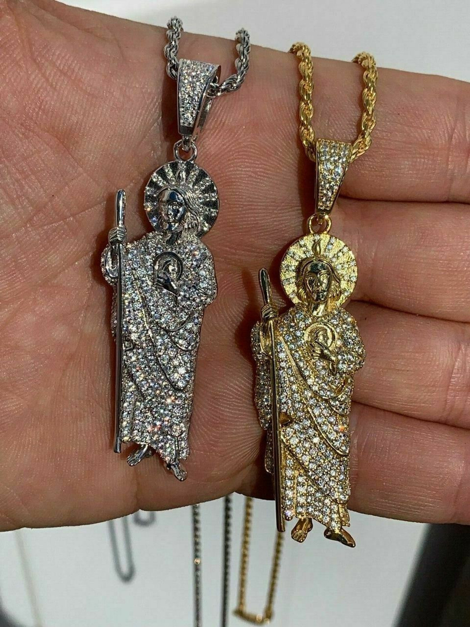 silver san judas chain