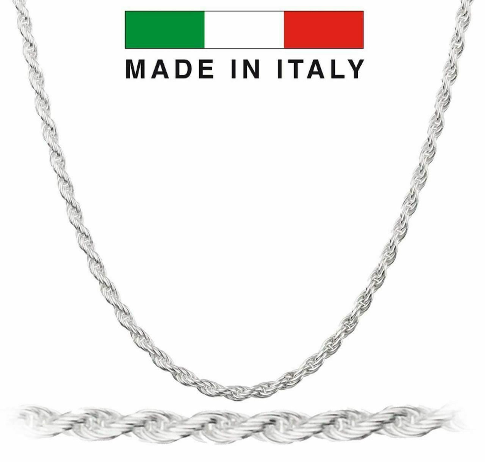 4mm 925 Silver Rope Chain Necklace Sterling Silver 16 18 20 22 24 26 28 30  inch italian unisex men women woman man