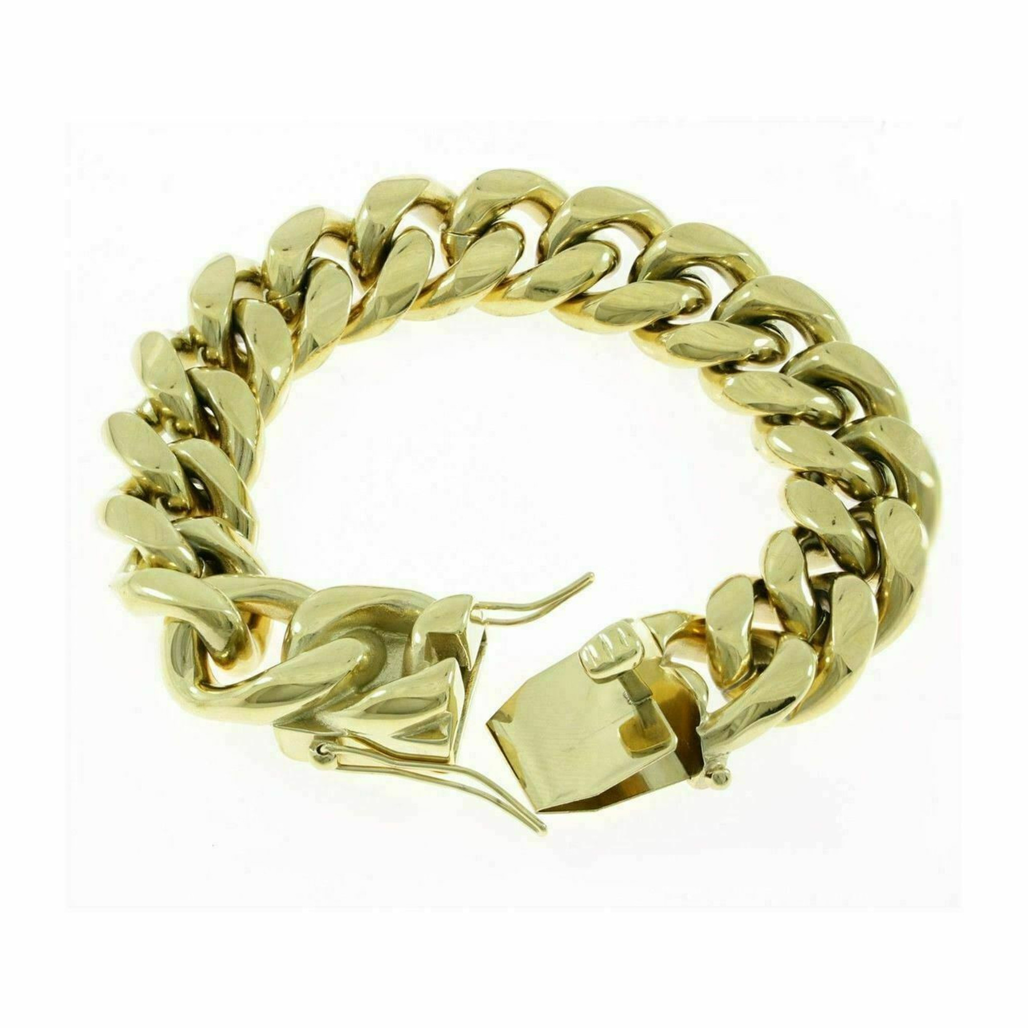 Mens 24k Gold Plated Miami Cuban Link Bracelet 316L Stainless Steel 8.5  20MM