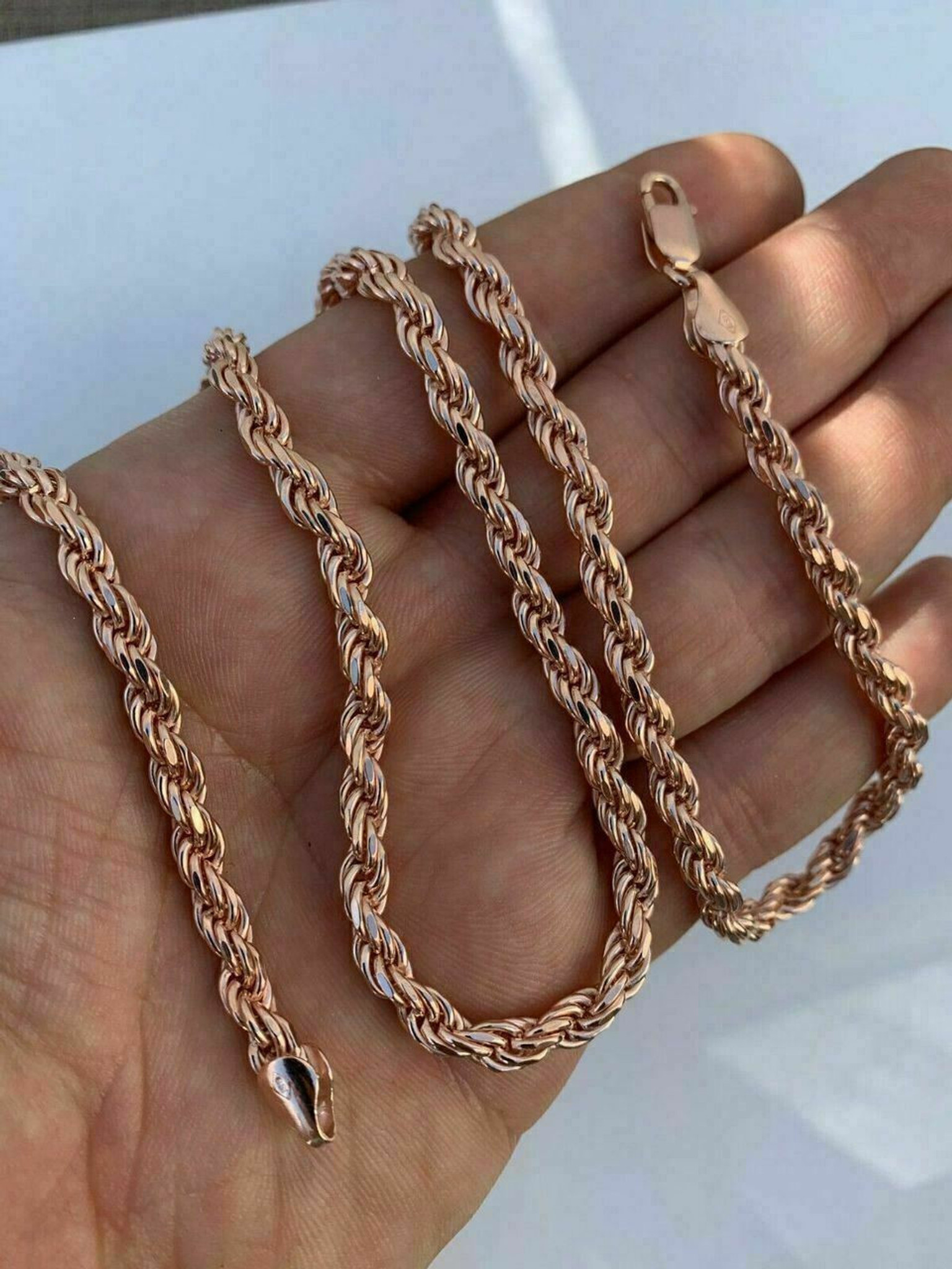 10K Rose Gold Hollow Rope Chain 5.5mm – NYC Luxury