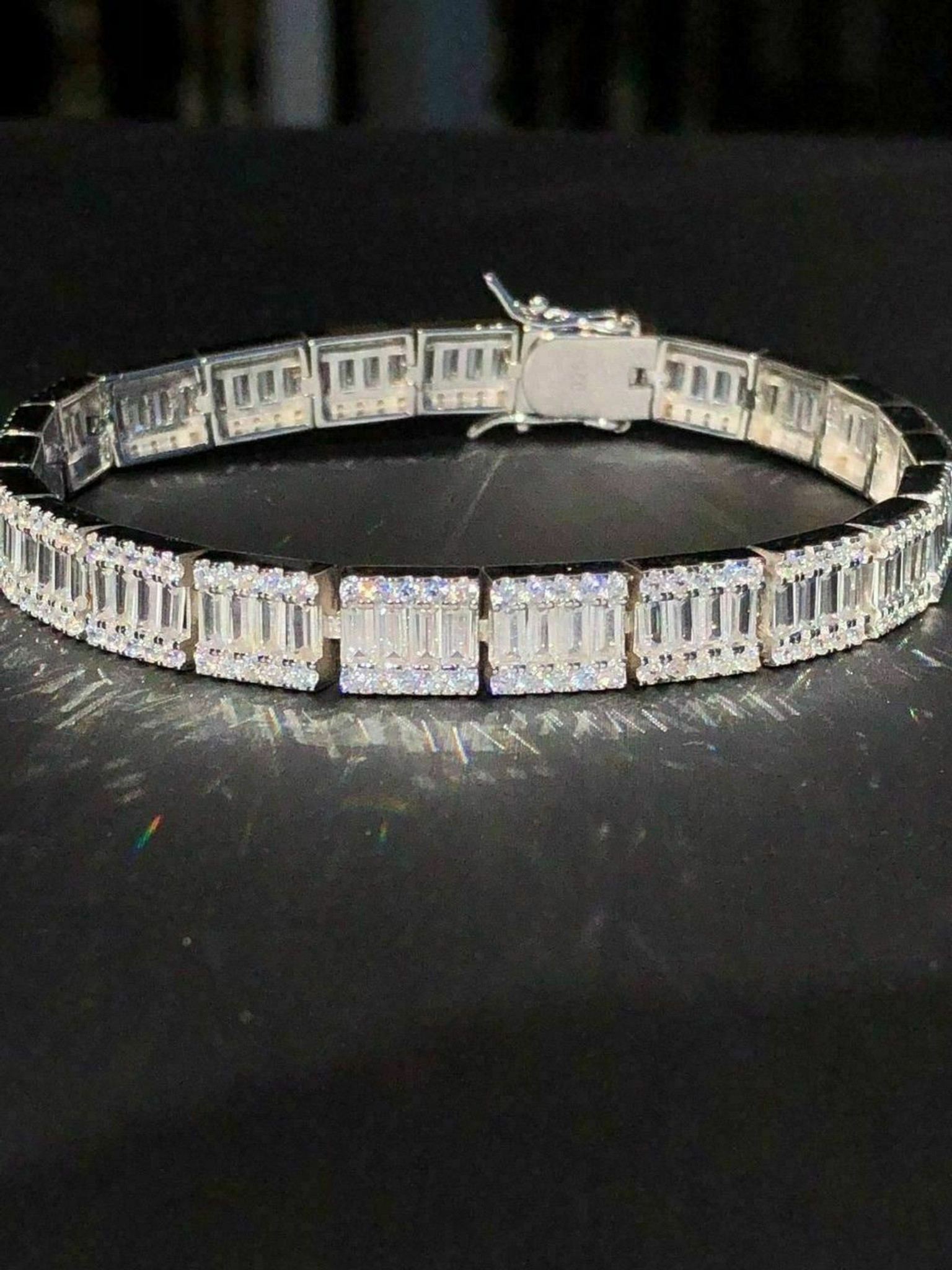 6mm Art Deco Baguette & Round Diamond Tennis Bracelet - Johnny Jewelry