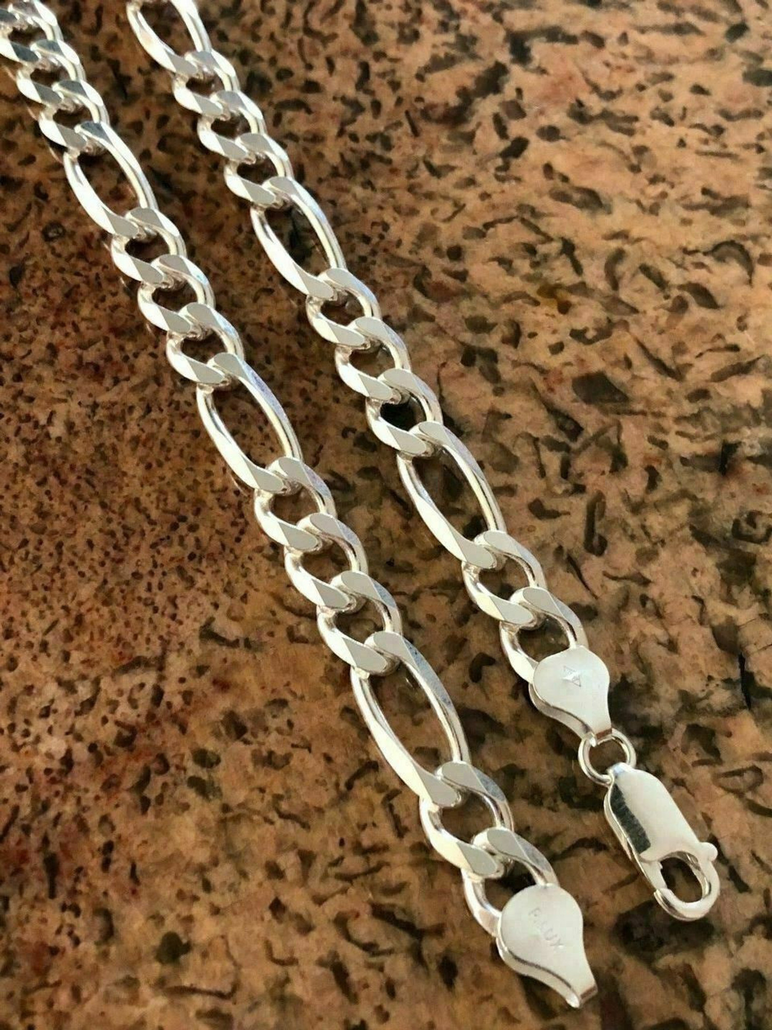 Solid .925 Sterling Silver 4.5mm Men's 120 Figaro Chain Necklace