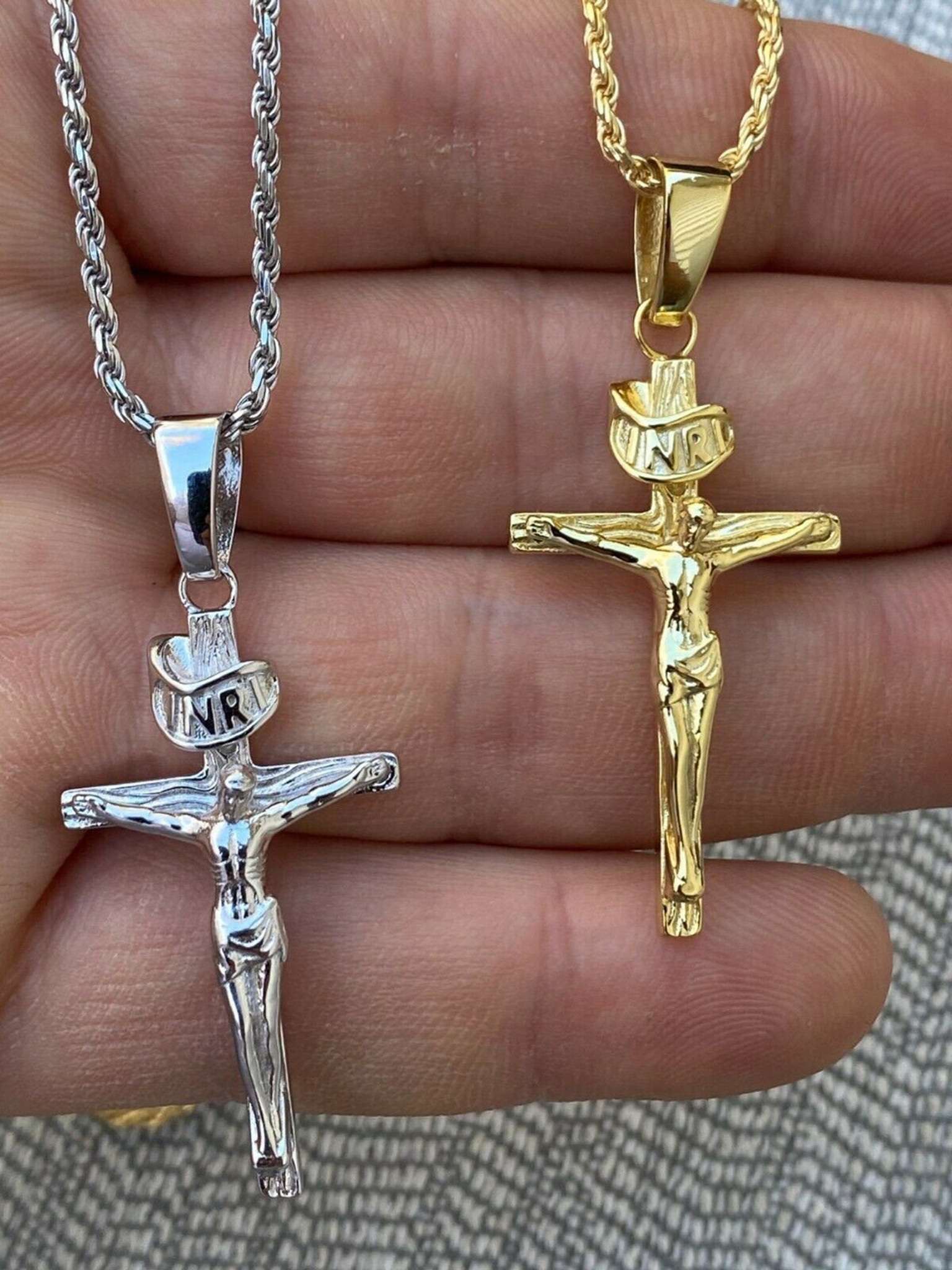 silver jesus cross pendant