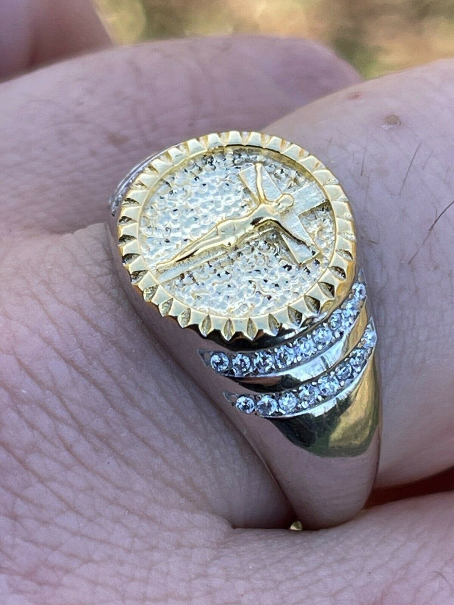 Unique Sterling Silver Hand Engraved Coin Ring with a U.S. $2.50 Indian  Head Gold Coin