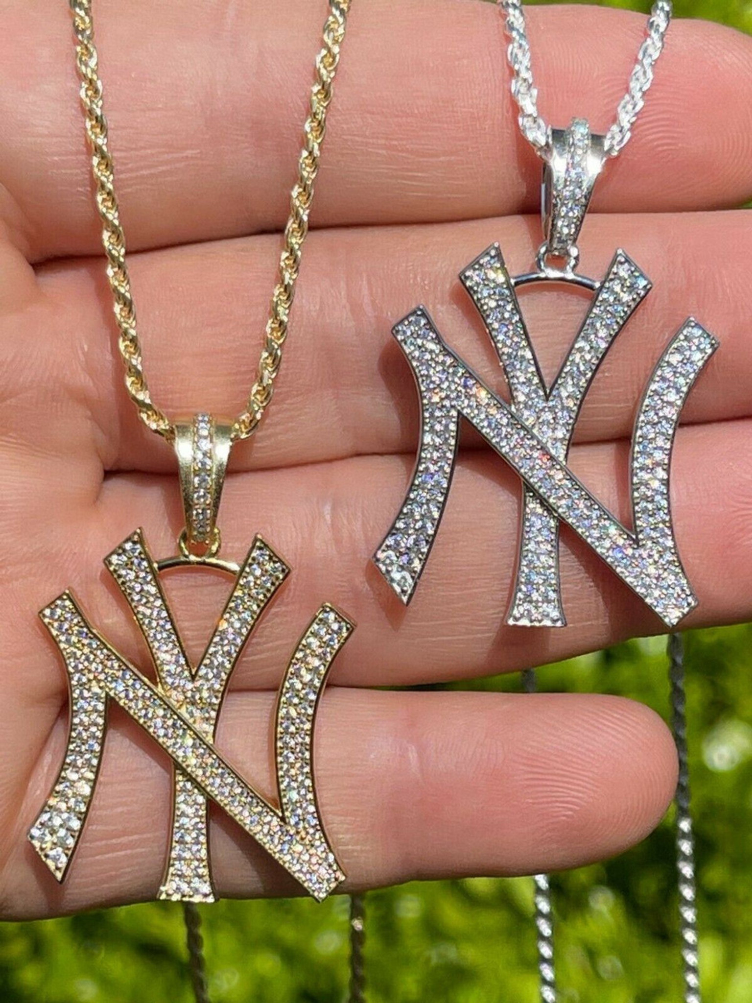 Hip Hop New York Pendant - Iced Diamond Real 925 Silver Gold