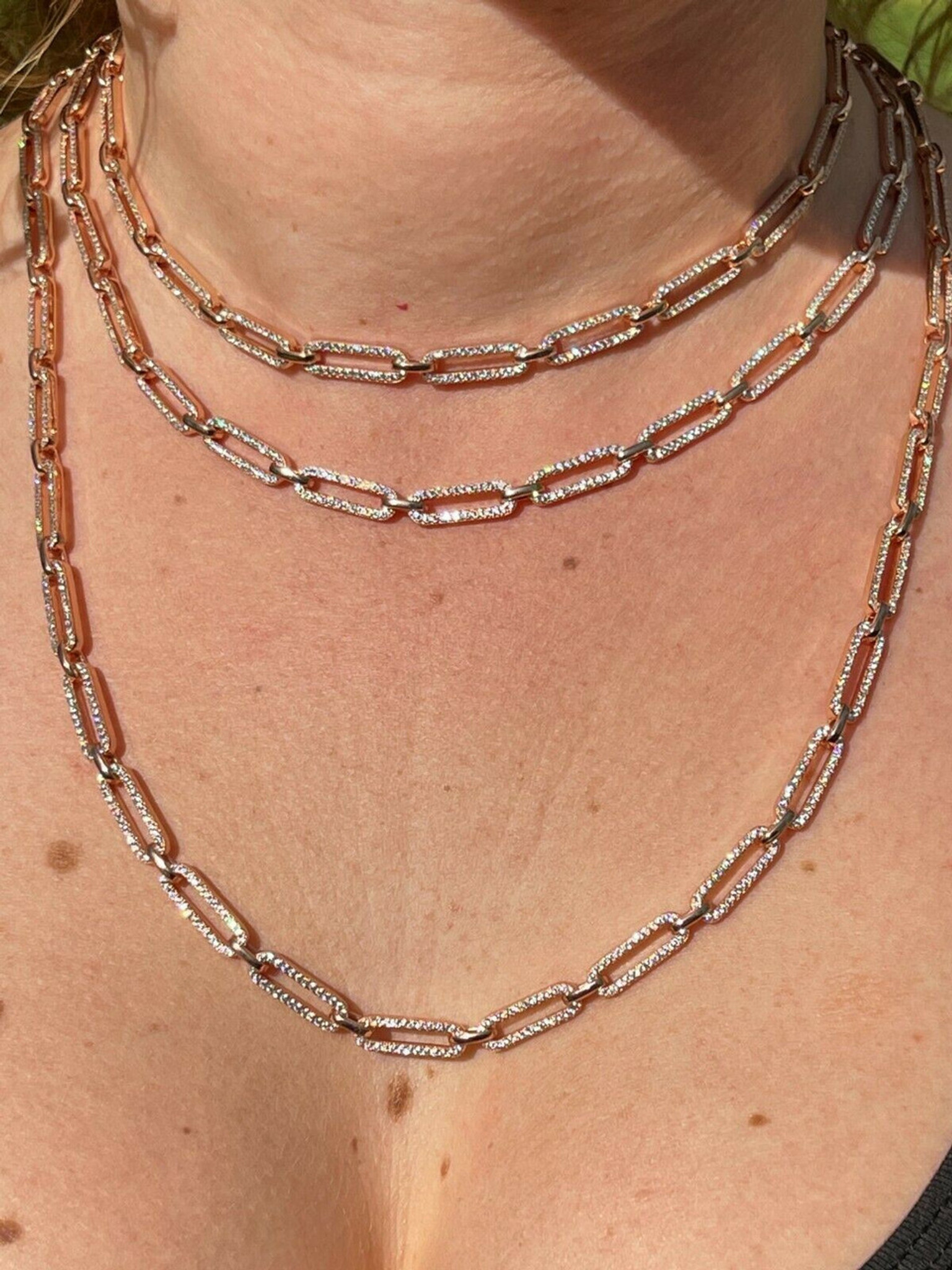 Solid Paperclip Chain Necklace 14K Rose Gold 18